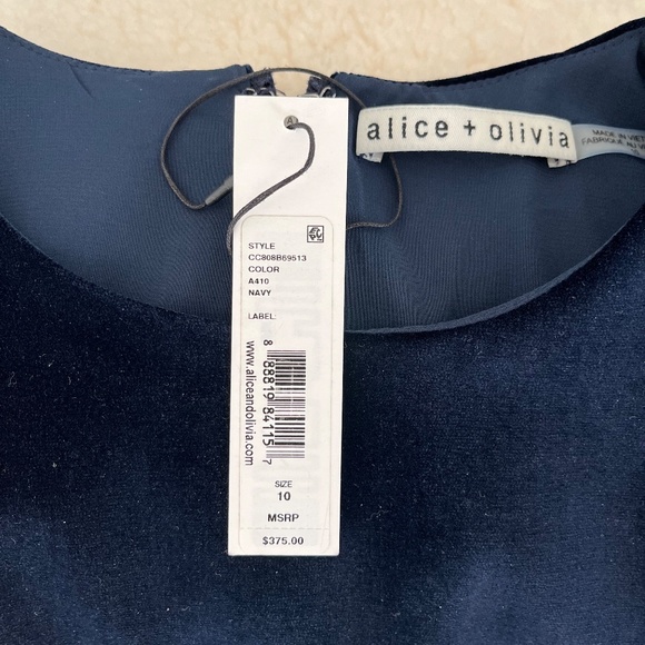NWT Alice + Olivia Enid Ruffle-Front Fit Flare Velvet Dress - Picture 10 of 10